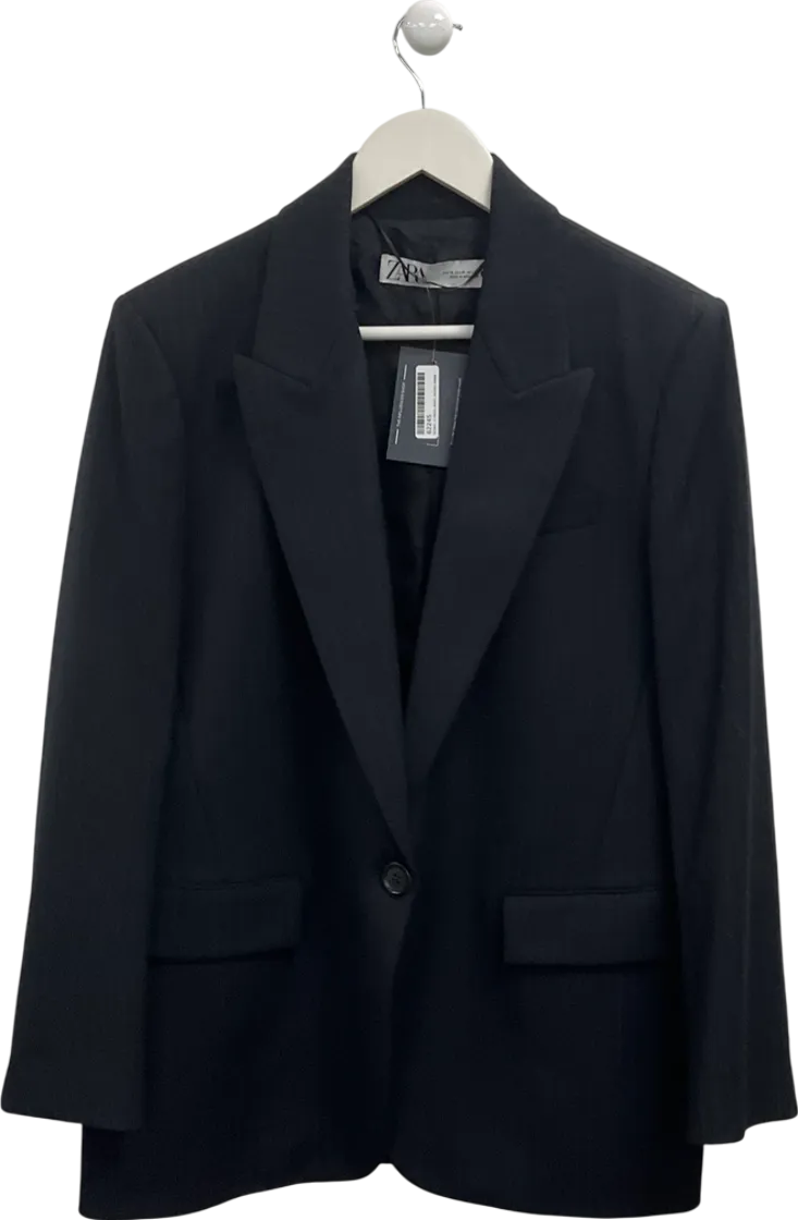 ZARA Blue Pinstripe Single Breasted Blazer UK M