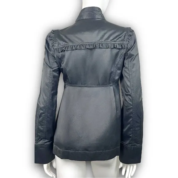 ZARA Y2k Vintage Ruffle Trim Double Breasted Blazer Jacket Office Siren Coquette