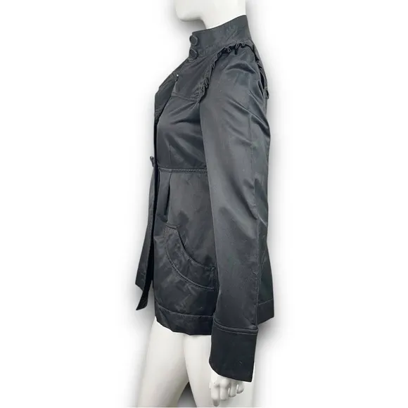 ZARA Y2k Vintage Ruffle Trim Double Breasted Blazer Jacket Office Siren Coquette