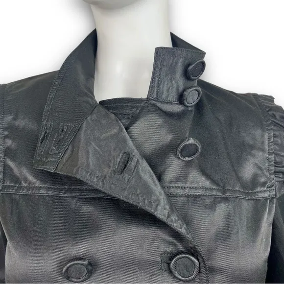 ZARA Y2k Vintage Ruffle Trim Double Breasted Blazer Jacket Office Siren Coquette
