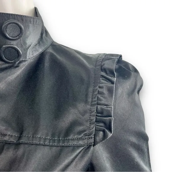 ZARA Y2k Vintage Ruffle Trim Double Breasted Blazer Jacket Office Siren Coquette