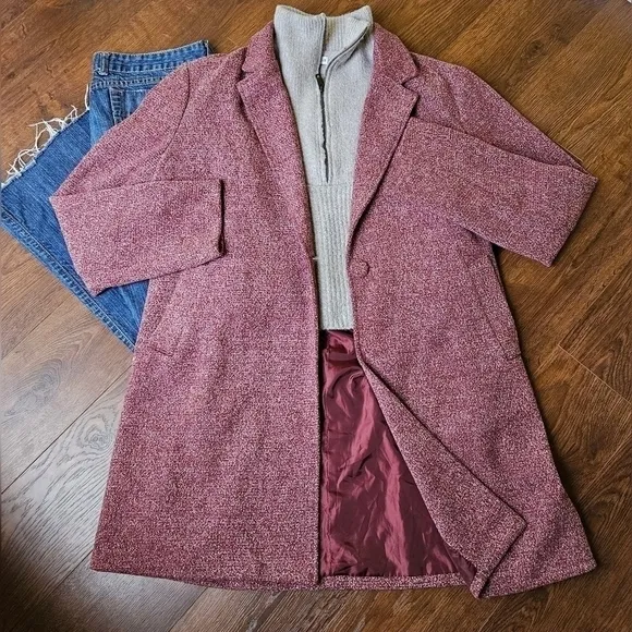 Zeagoo Notch Lapel Coat Midi Length Trench Car Coat