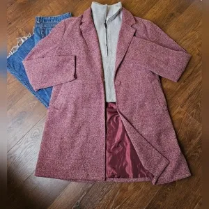 Zeagoo Notch Lapel Coat Midi Length Trench Car Coat